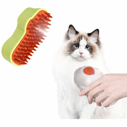 Escova de Limpeza 3 em 1 para Gatos com Spray Integrado Recarregável
