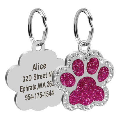 Plaquinha de Identificação Personalizada para Cães e Gatos com Strass