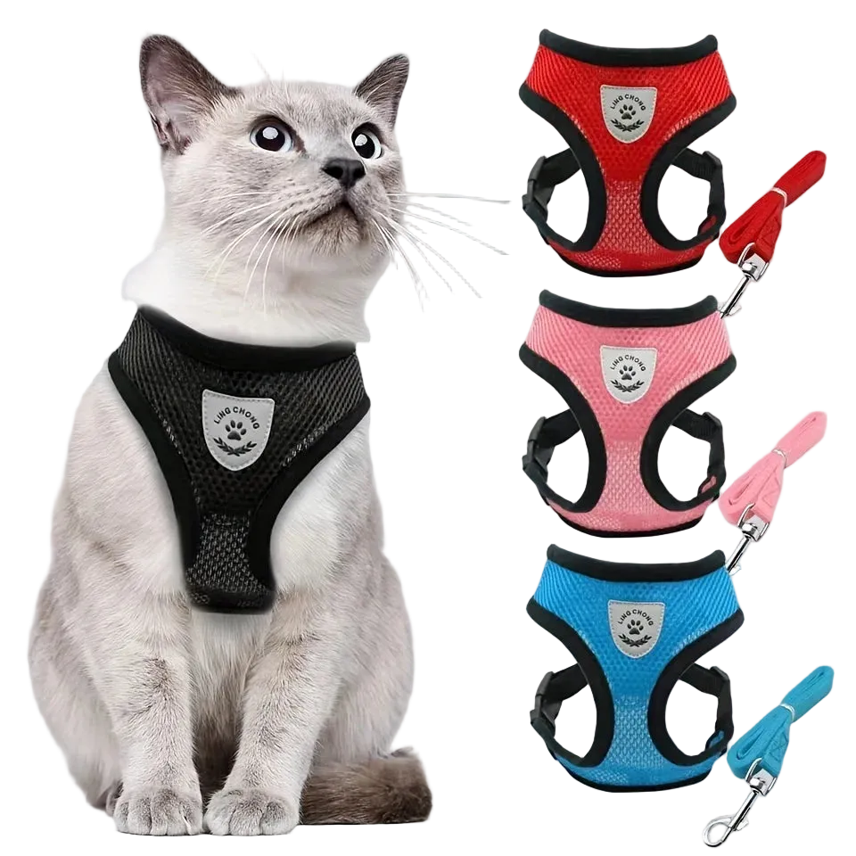 Peitoral Ajustável para Gatos Antifuga