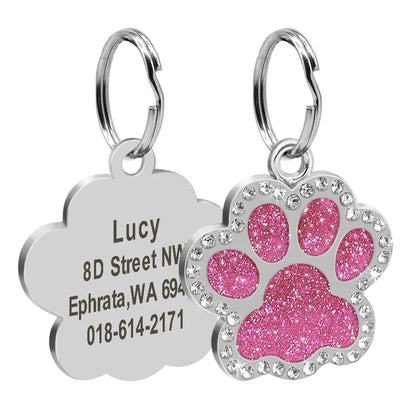 Plaquinha de Identificação Personalizada para Cães e Gatos com Strass