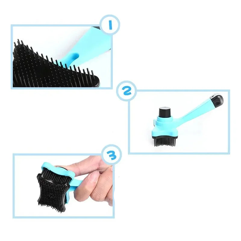 Escova Autolimpante para Pets com Função Massageadora