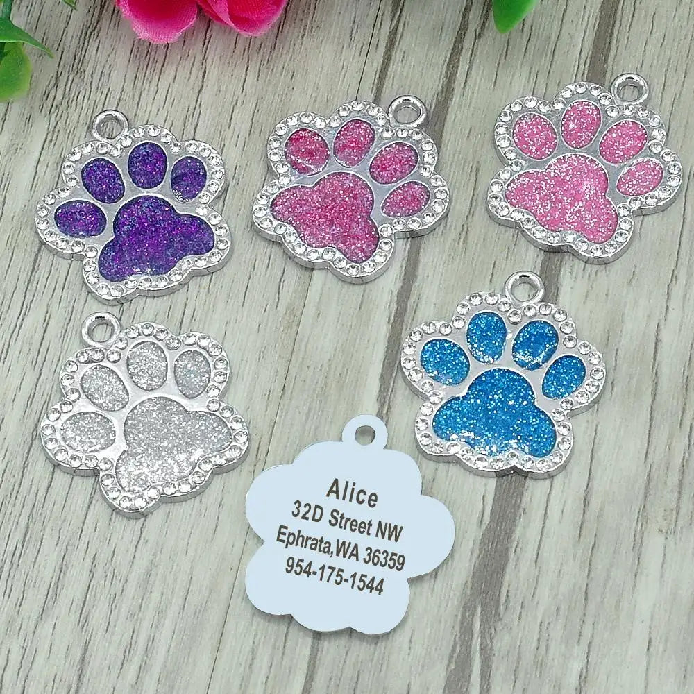 Plaquinha de Identificação Personalizada para Cães e Gatos com Strass