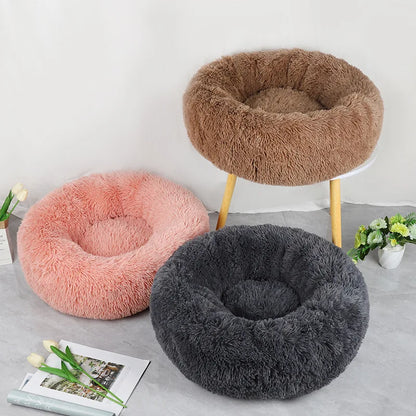 Cama Redonda de Pelúcia para Gatos e Cães Pequenos